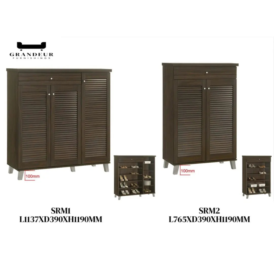 Stylish Louvered Shoe Cabinet – Elegant and Practical Storage (Three Sizes) Grandeur Furnishings