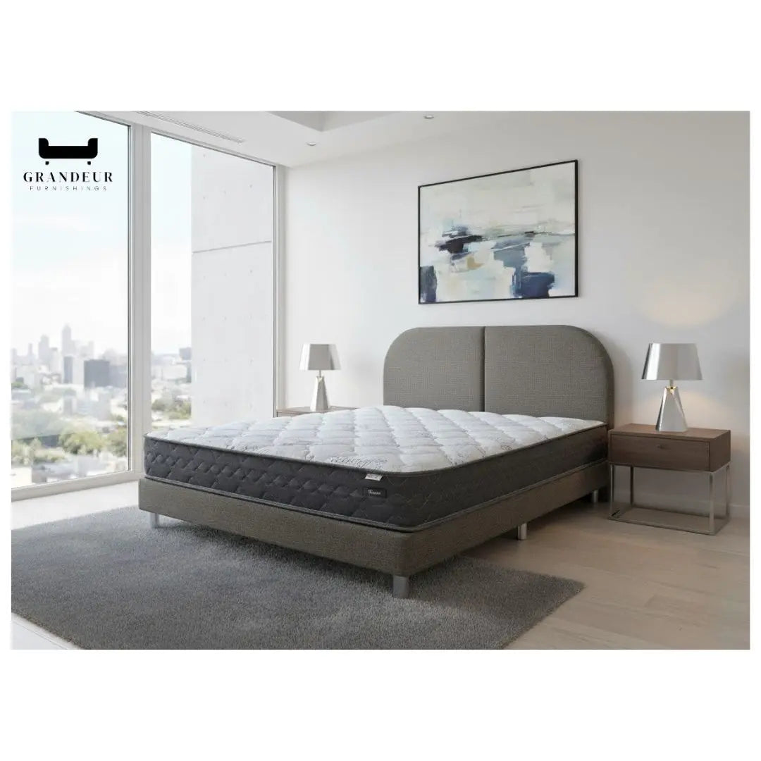 Dreamster Cosmos Mattress with Oscar Fabric Bedframe Set Grandeur Furnishings