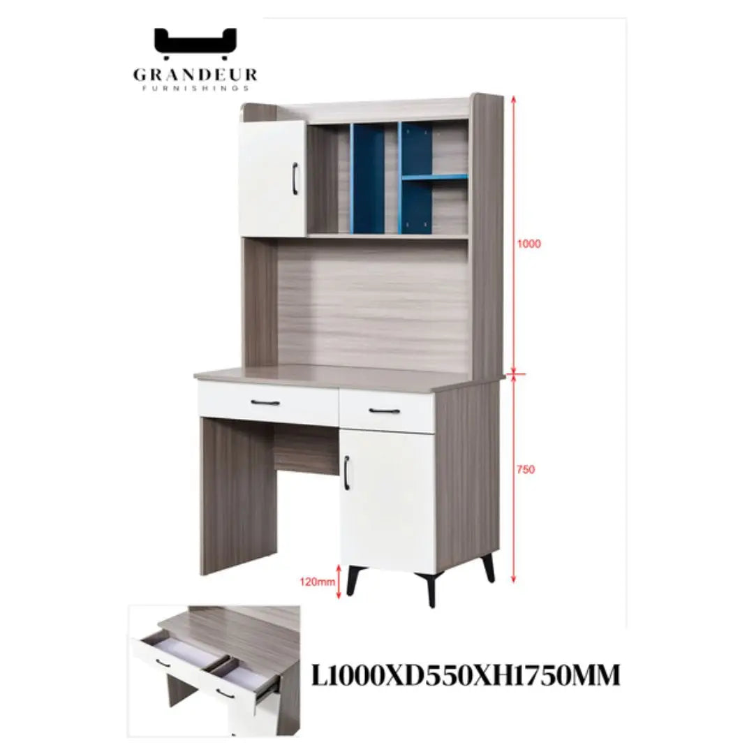 Modern Study Table with Storage Shelf and Practical Design for Your Workspace Grandeur Furnishings