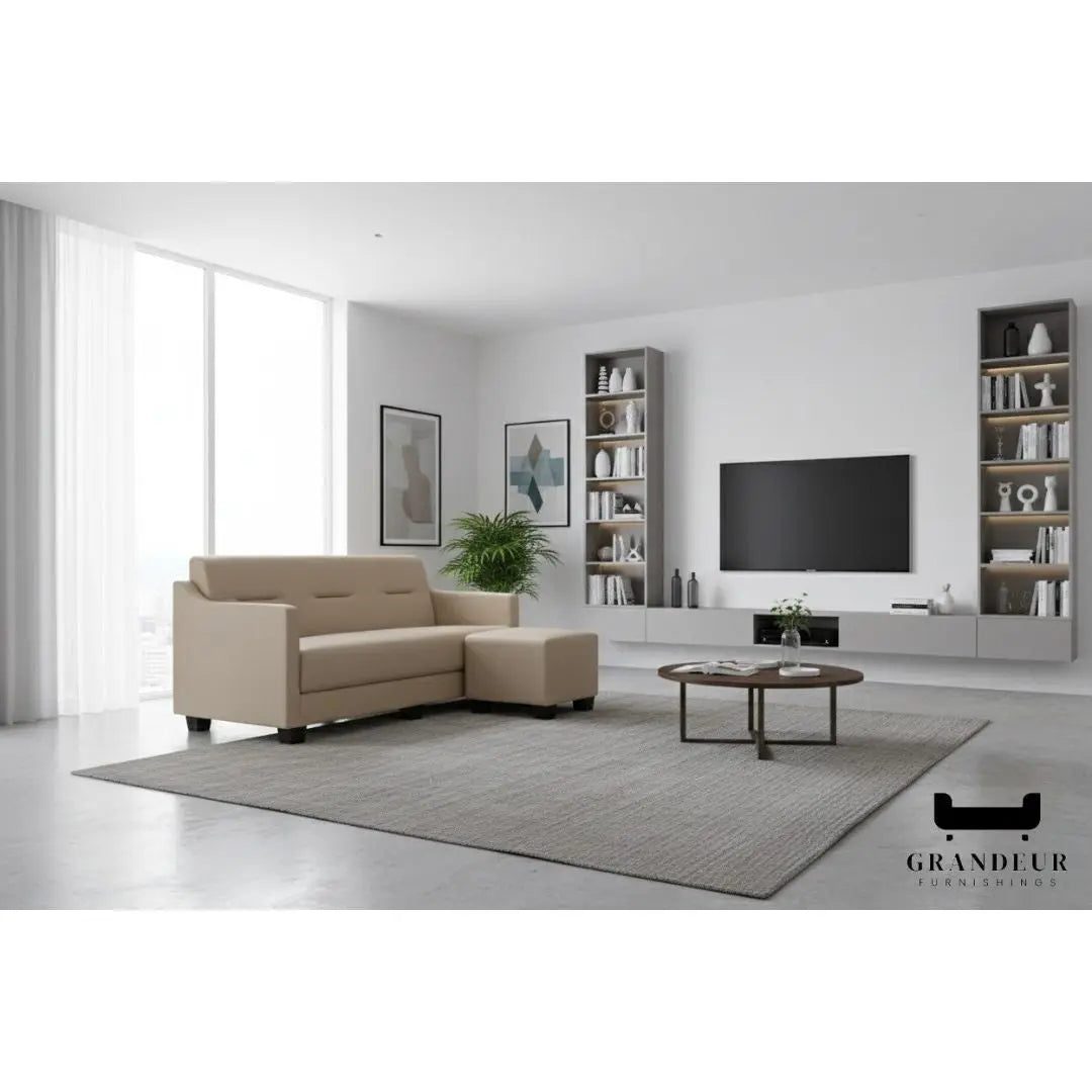 Modern 3 Seater Sofa with Ottoman Foot Stool Grandeur Furnishings
