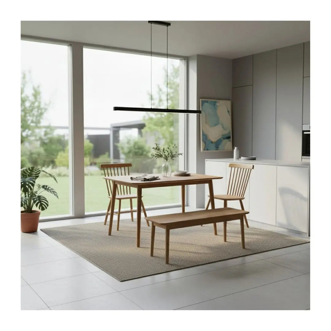 Modern Wooden Dining Table Set with Bench Grandeur Furnishings