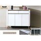 White Shoe Cabinet with Sintered Stone Top and Gold Accents Grandeur Furnishings