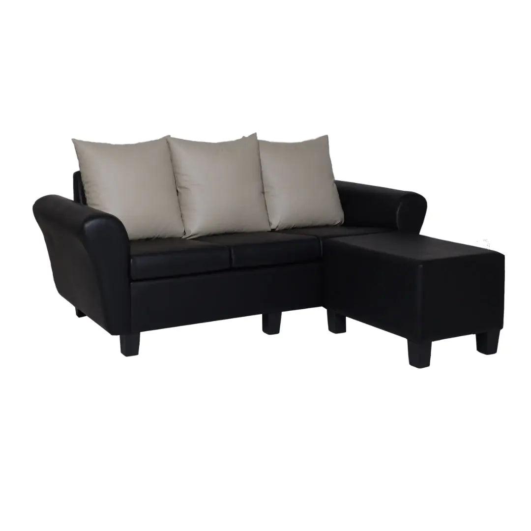 3 Seater Leather Sofa with Ottoman Foot Stool Grandeur Furnishings