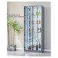 Glass Showcase Display Cabinet with LED & Mirror Back Grandeur Furnishings