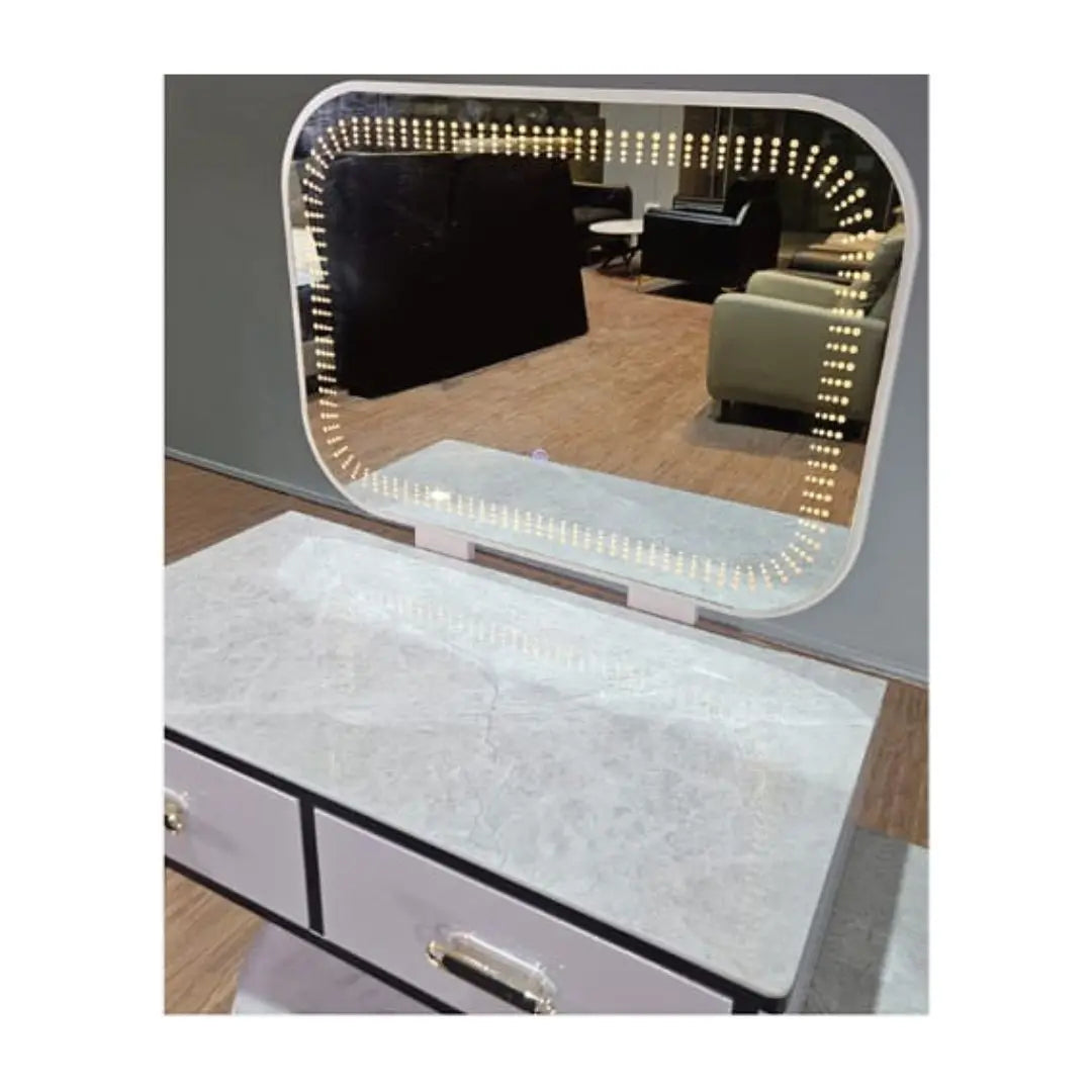 Elegant Vanity Table with LED Mirror and Sintered Stone Top Modern Dressing Table Grandeur Furnishings