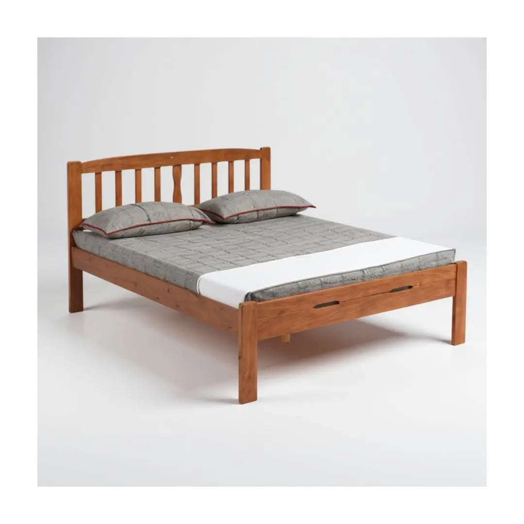 Sturdy Wooden Bed with Strong Central Support Beam Grandeur Furnishings