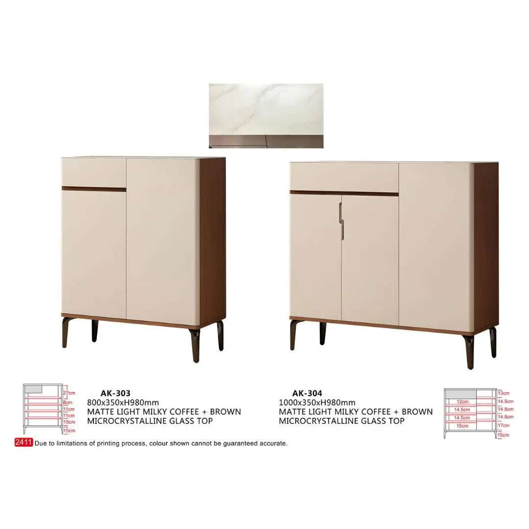 Modern Shoe Cabinet with Microcrystalline Glass Top in Multiple Sizes Grandeur Furnishings