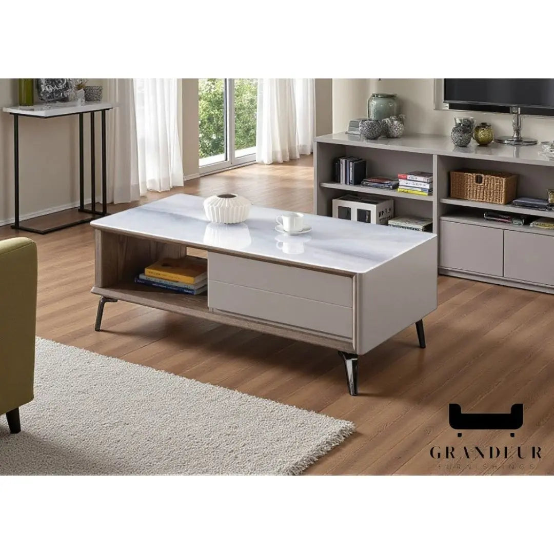 Modern Coffee Table with Microcrystalline Glass Top Grandeur Furnishings