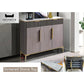Modern Matt Shoe Cabinet with Sintered Stone Top and Sleek Golden Handles Grandeur Furnishings