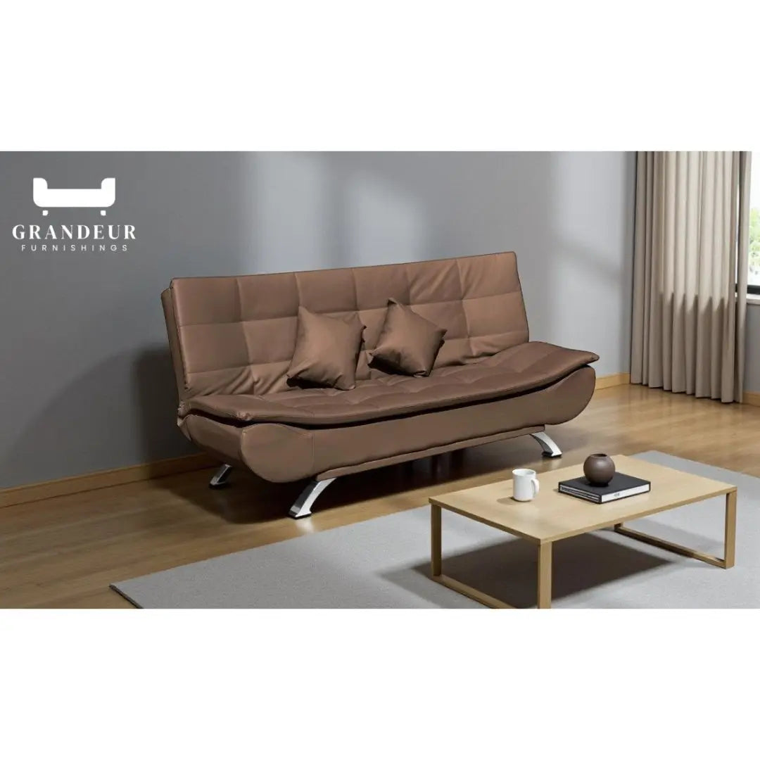 Convertible Sofa Bed in PU Leather for Modern Living Spaces Grandeur Furnishings
