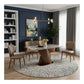 Elegant Marble Dining Table Set with Ash Wood Base & Leather Chairs 1+4 Grandeur Furnishings