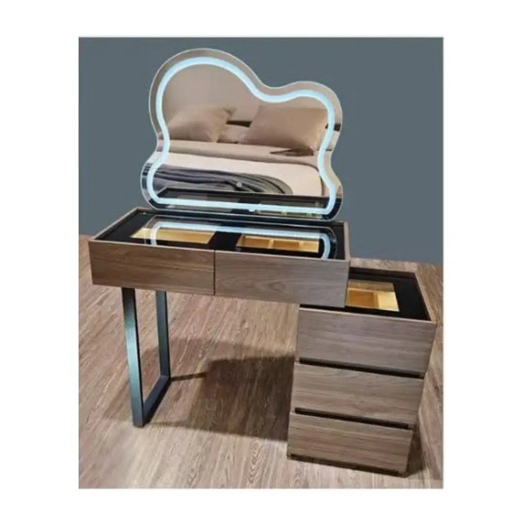 Dressing Table with LED Light & Elegant Wood Finish Vanity Desk Grandeur Furnishings