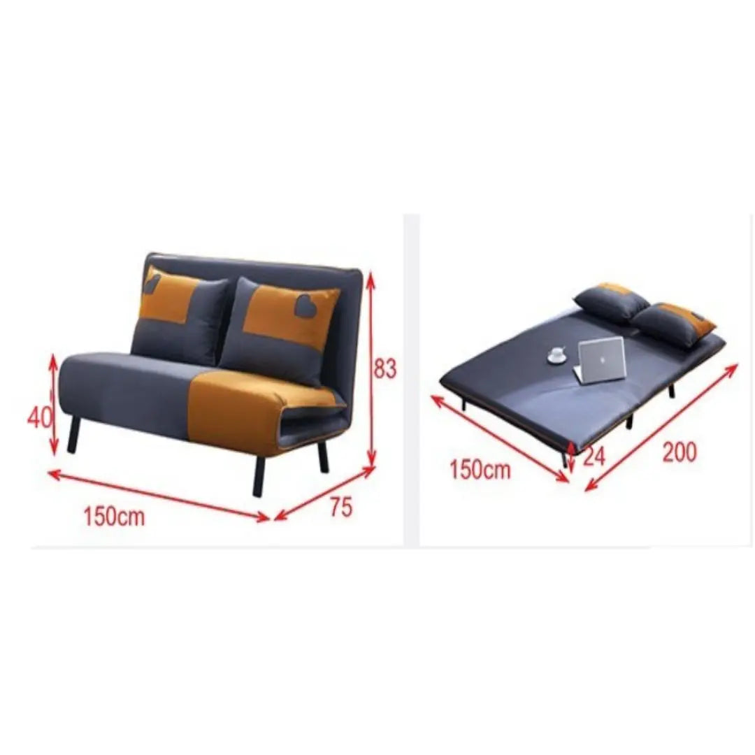 Two-Tone Fabric Sofa Bed with Pillows Grandeur Furnishings