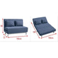 Modern Blue Fabric Sofa Bed with Adjustable Backrest Grandeur Furnishings