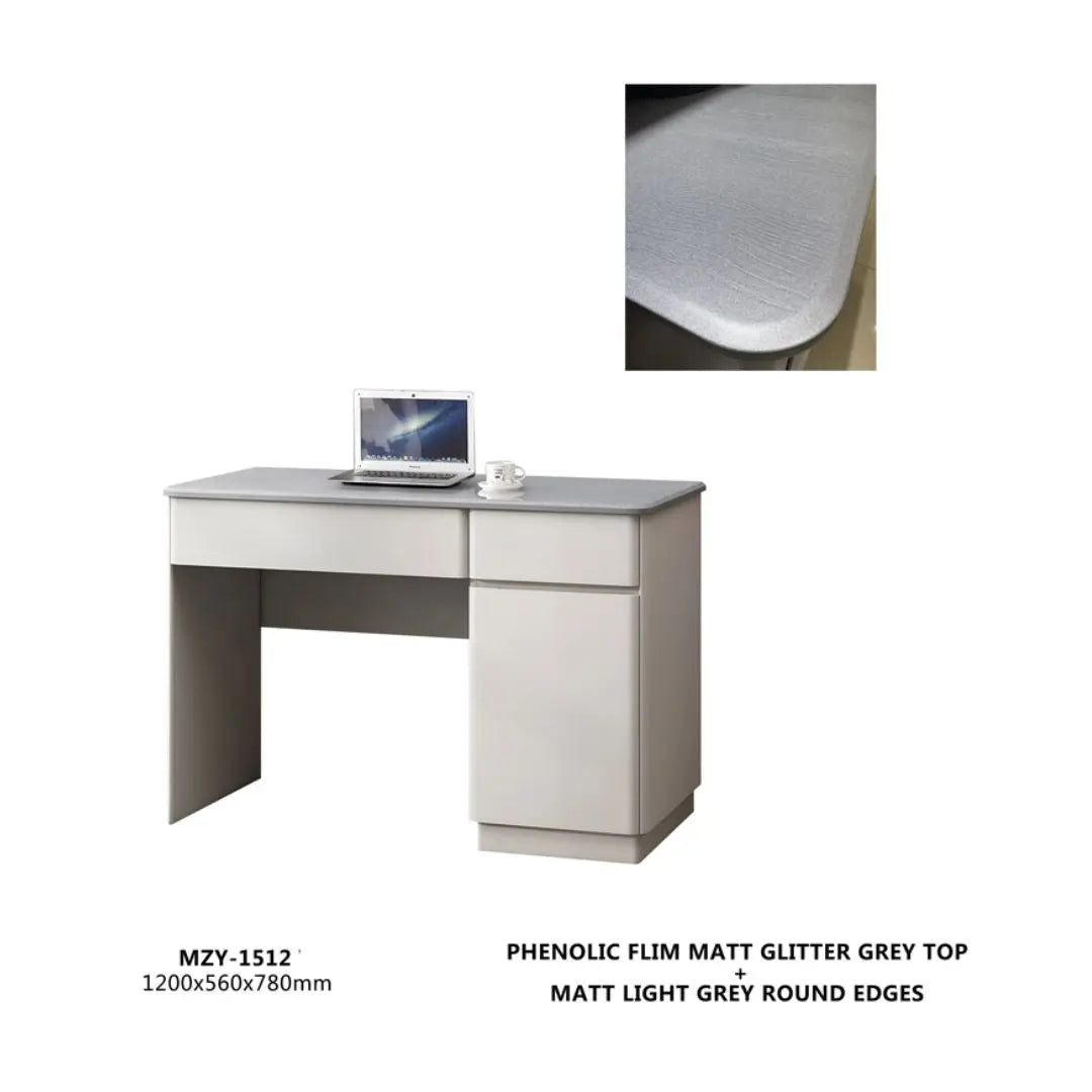 Study Table with Glitter Grey Top & Light Grey Base - Functional & Stylish Grandeur Furnishings