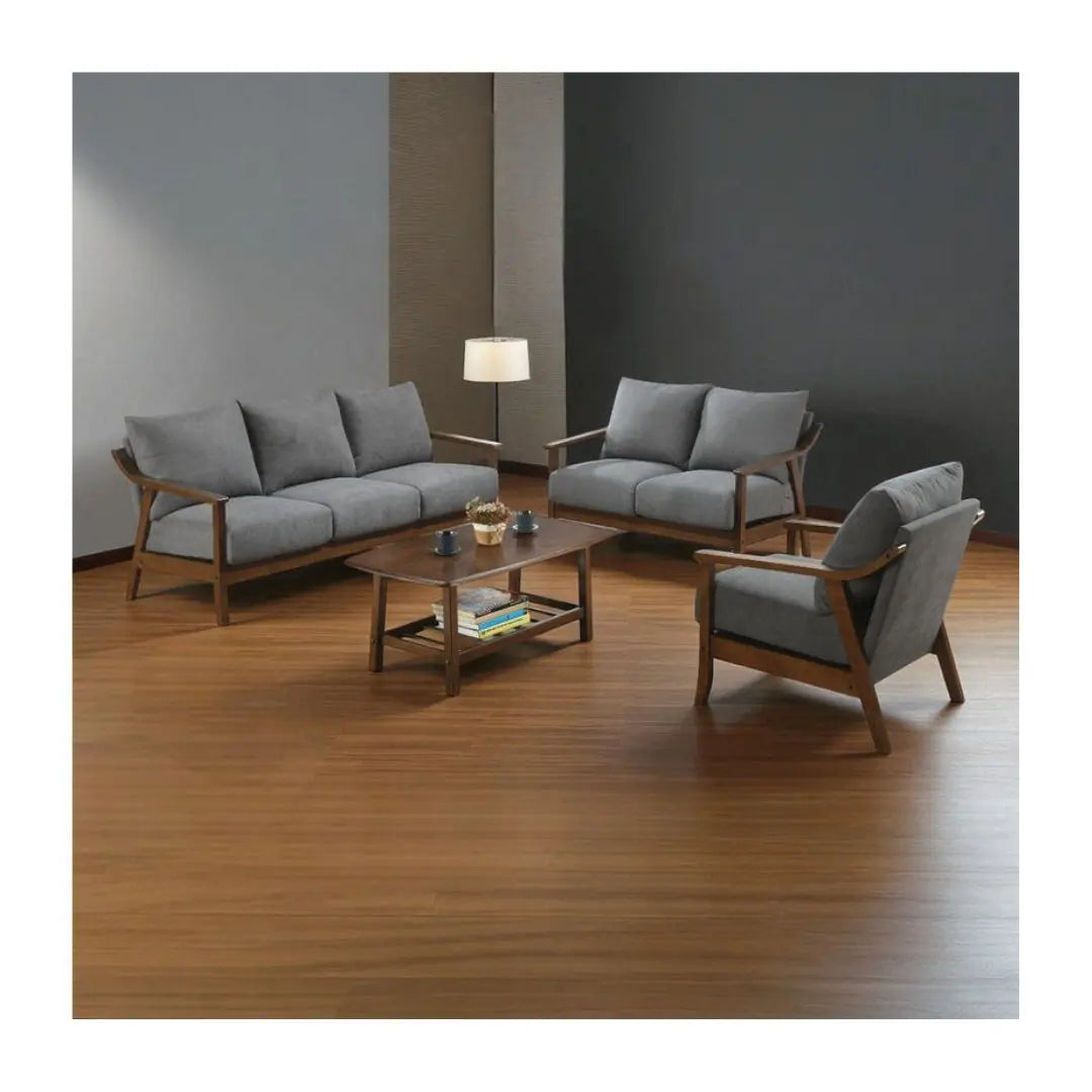 Velvet Fabric Sofa Set with Solid Wood Frame Grandeur Furnishings