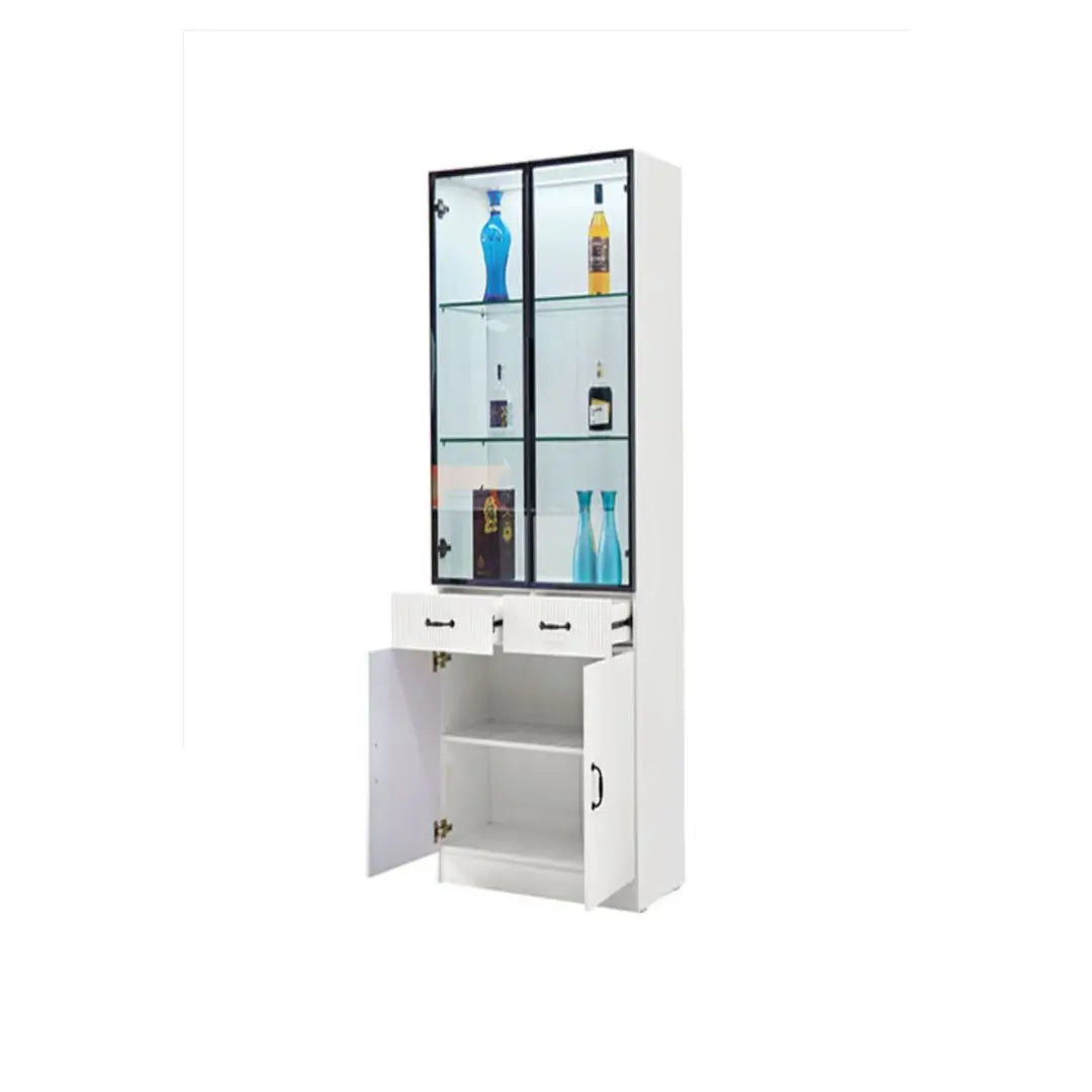 Modern Glass Display Cabinet with Storage Grandeur Furnishings