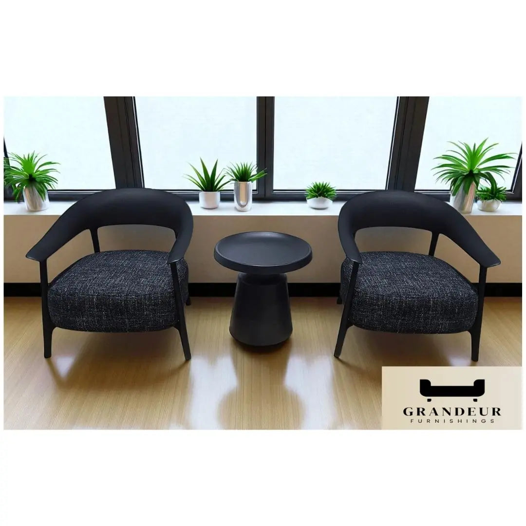 Modern Lounge Chair Set with Table – Stylish and Comfortable (Black & Grey Options) Grandeur Furnishings
