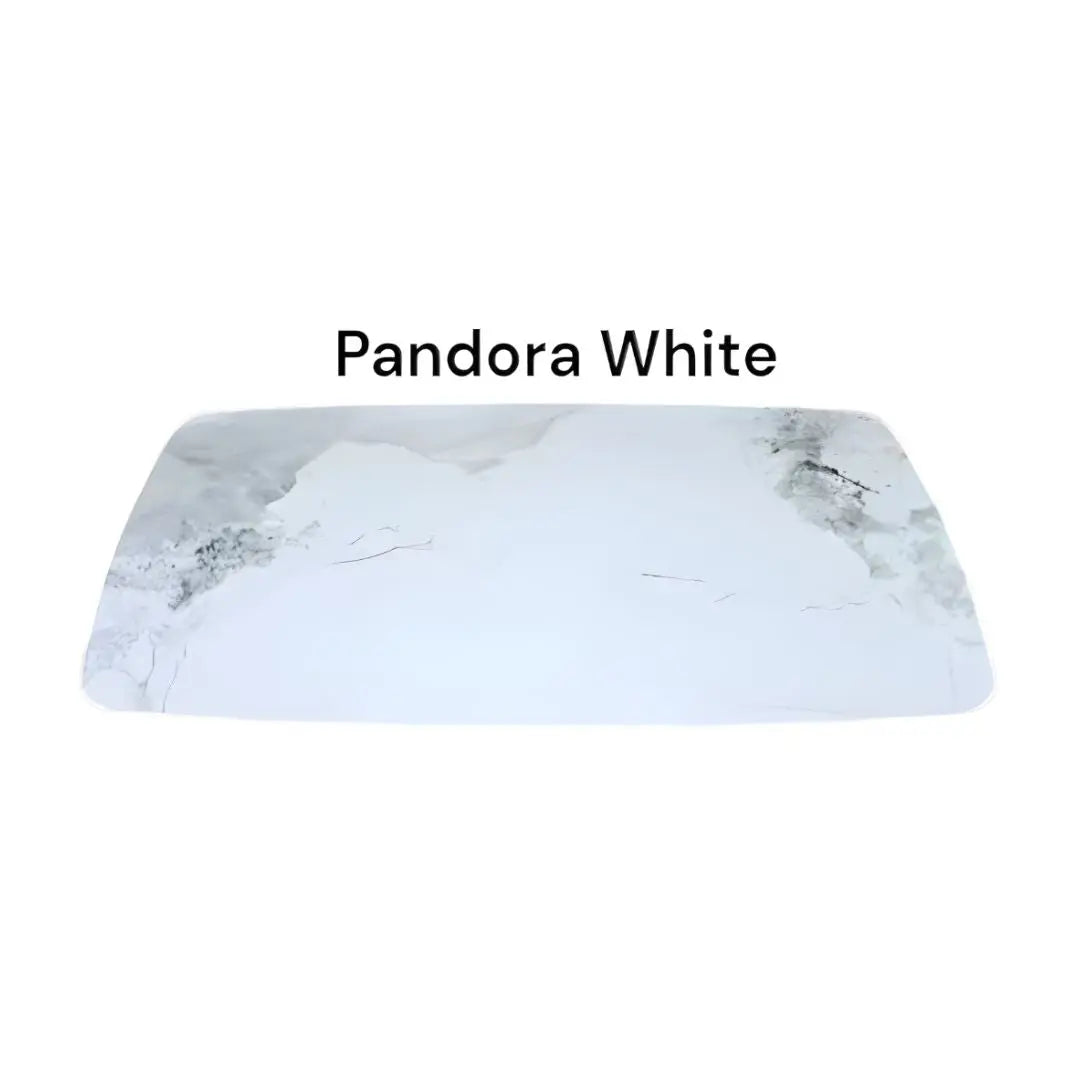 Luxury Pandora White Sintered Stone Top Dining Table Set with Stylish Black Or Beige Grandeur Furnishings