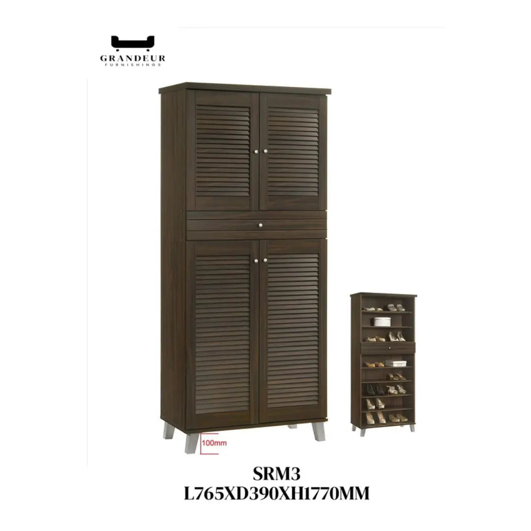 Stylish Louvered Shoe Cabinet – Elegant and Practical Storage (Three Sizes) Grandeur Furnishings