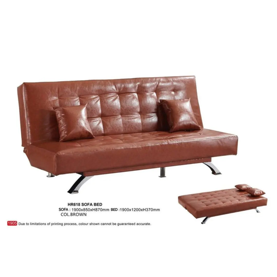 Stylish and Versatile Sofa Bed in Brown and Black Leather Grandeur Furnishings