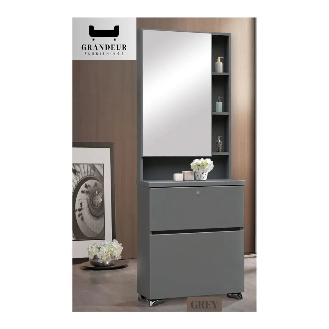 Dressing Table with Vanity Mirror & Storage Shelves Elegant Make Up Table Grandeur Furnishings