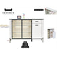 Glass Display Side Cabinet with LED Lights & Sintered Stone Top Storage Solution Grandeur Furnishings