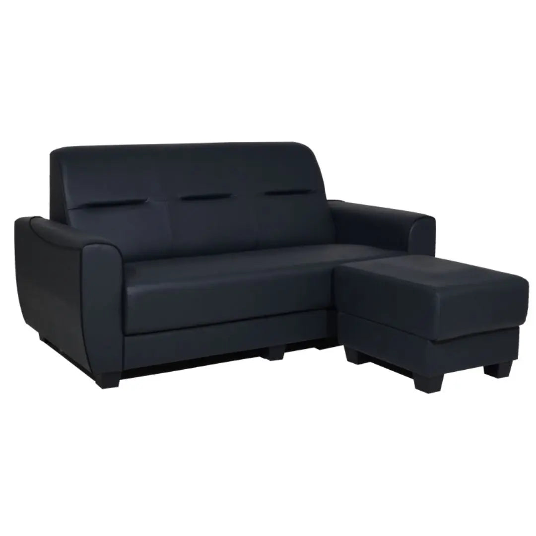 Sleek 3-Seater Sofa with Ottoman Foot Stool Grandeur Furnishings