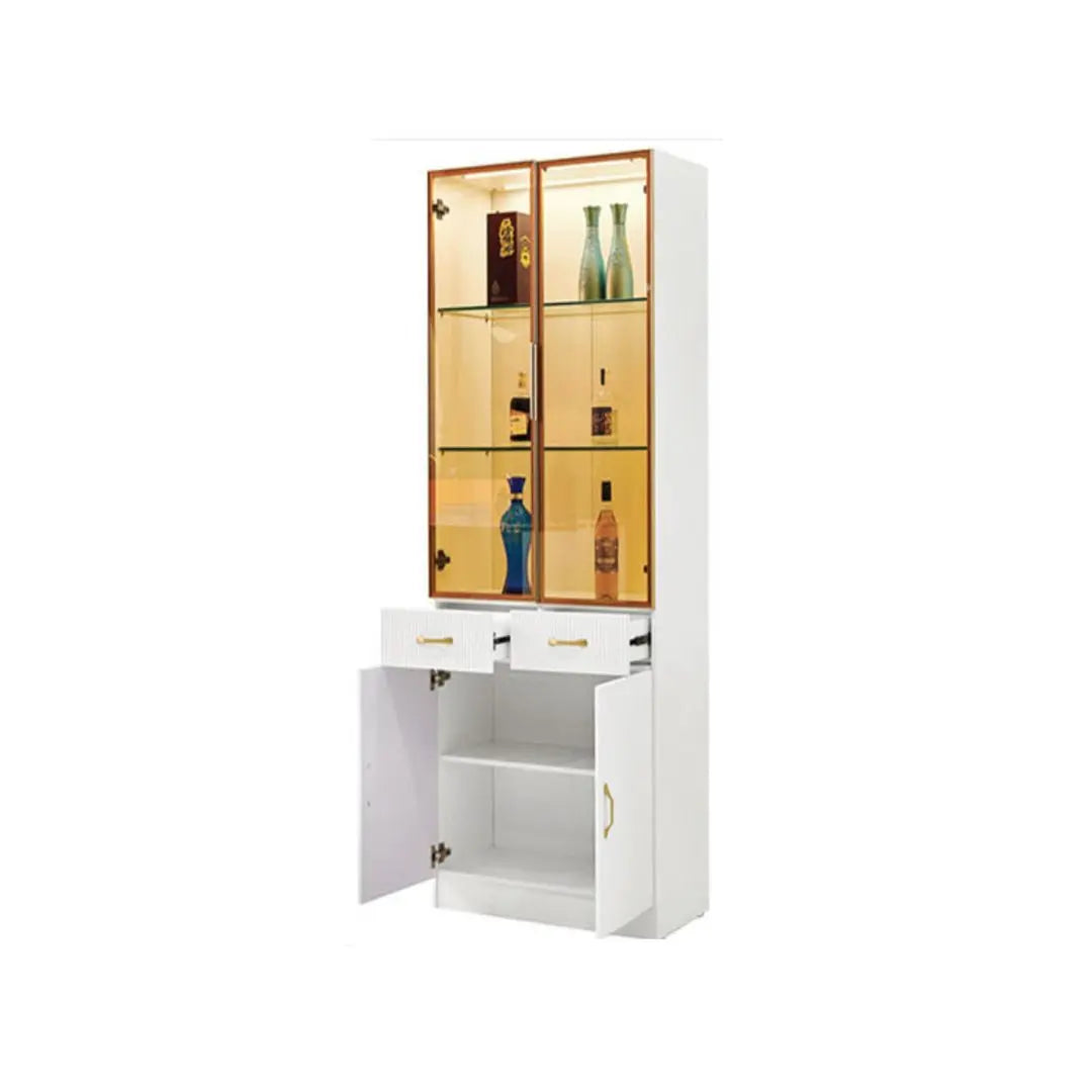 Modern Glass Display Cabinet with Storage Grandeur Furnishings