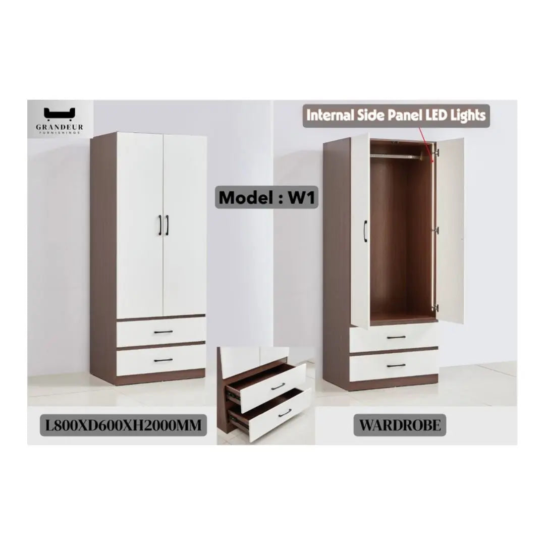 Premium Wardrobe Collection with LED Lights Grandeur Furnishings