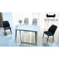 Extendable Sintered Stone Dining Table Set with Black or Beige Chairs 1+4 Grandeur Furnishings