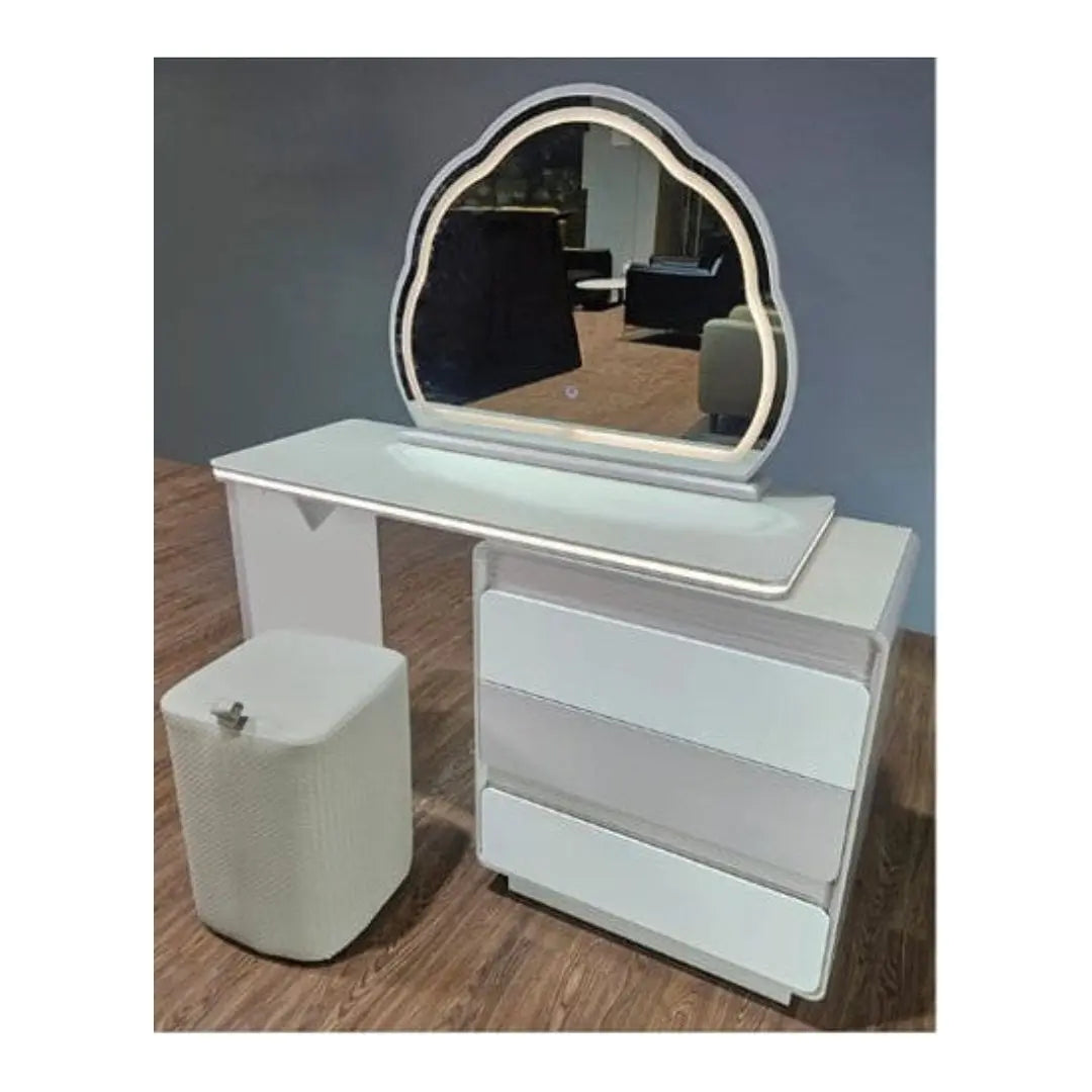 Vanity Table with LED Mirror and White Finish Dressing table Set Grandeur Furnishings