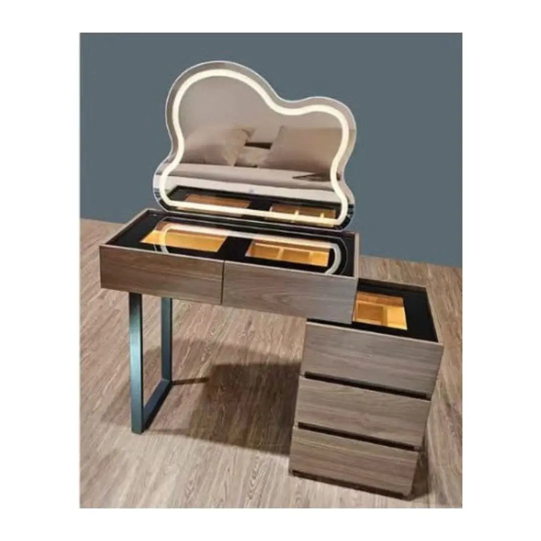 Dressing Table with LED Light & Elegant Wood Finish Vanity Desk Grandeur Furnishings