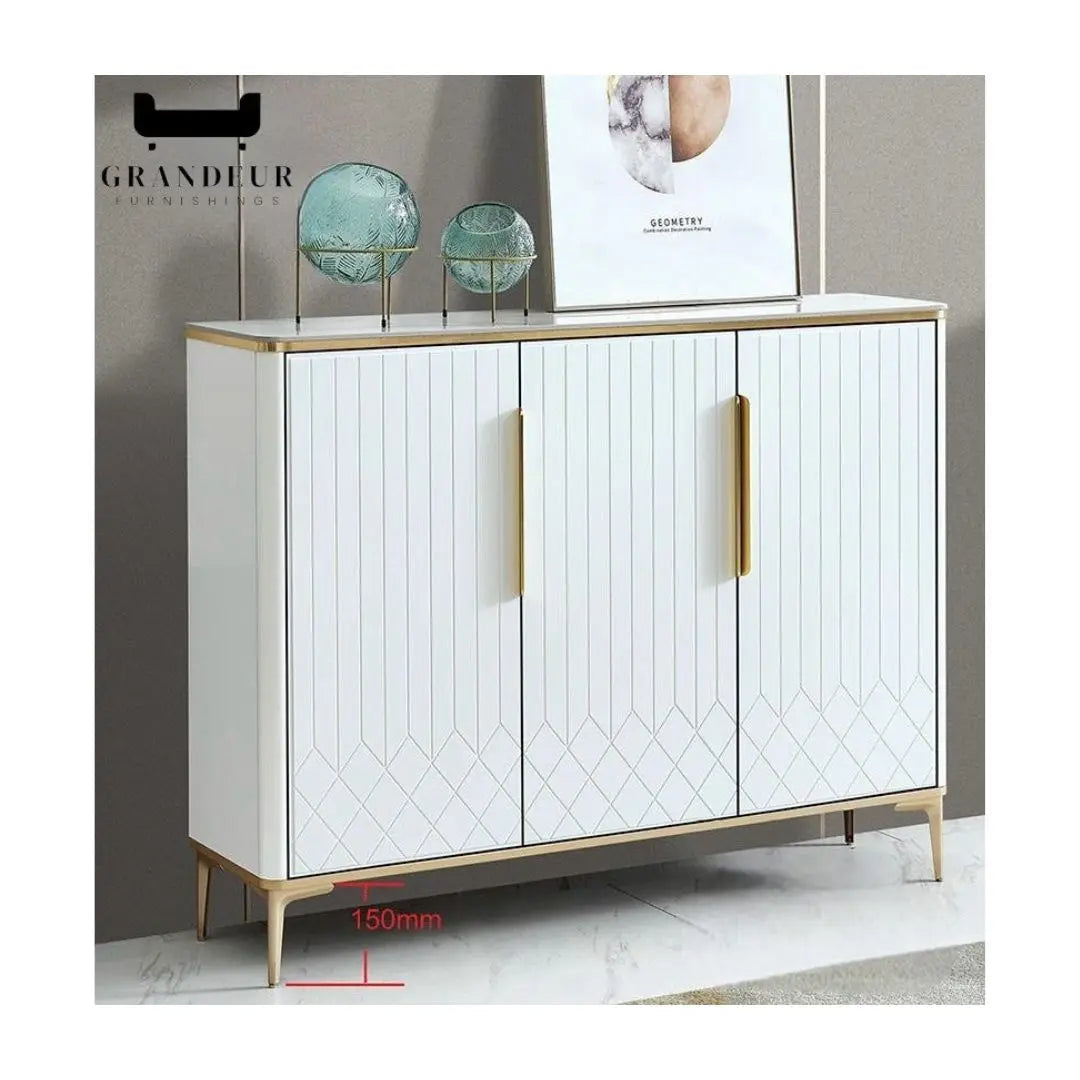 Elegant and Stylish Shoe Cabinet with Sintered Stone Top | Available in 2 Sizes and Colour Grandeur Furnishings