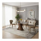 Elegant Marble Dining Table Set with Ash Wood Base & Leather Chairs 1+4 Grandeur Furnishings
