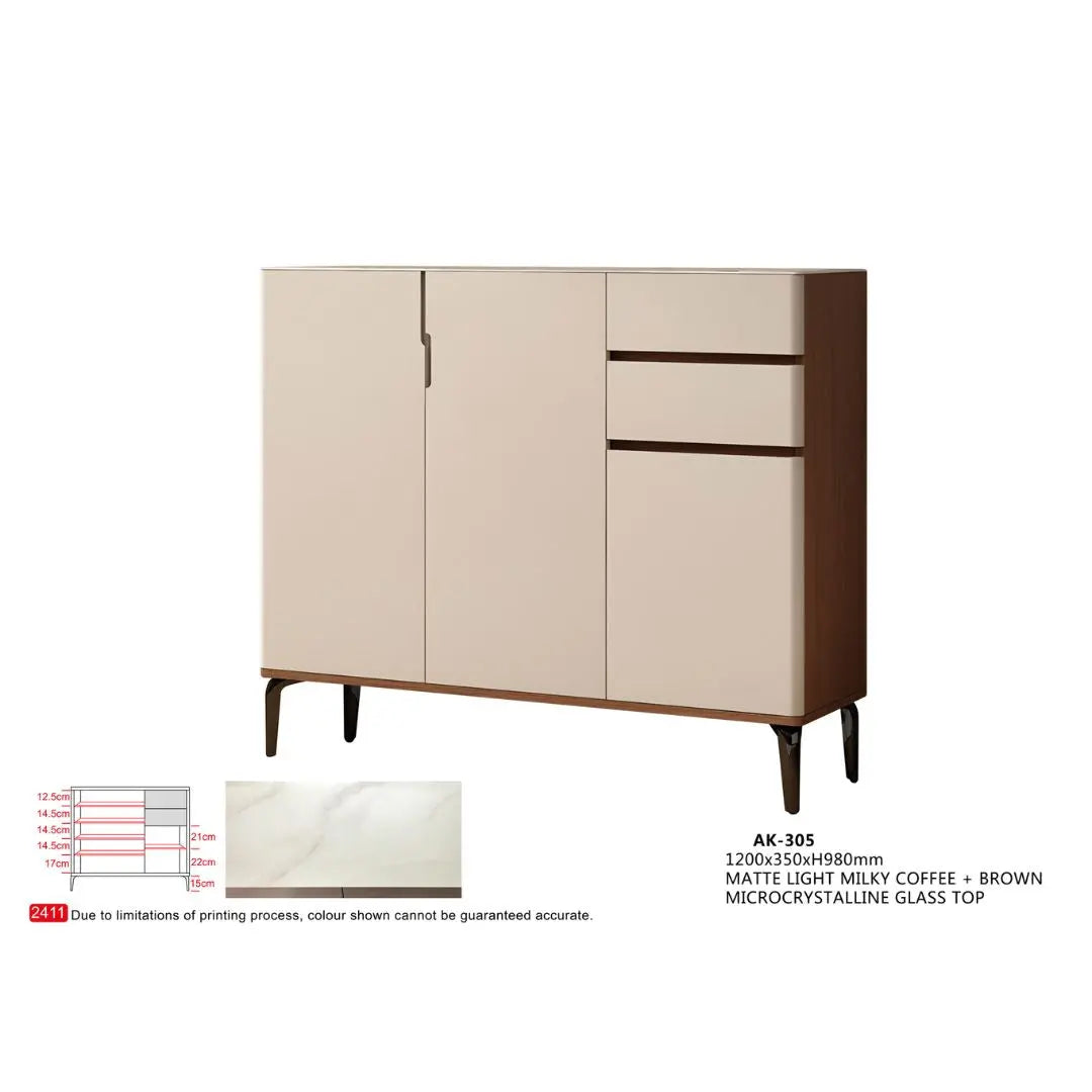 Modern Shoe Cabinet with Microcrystalline Glass Top in Multiple Sizes Grandeur Furnishings