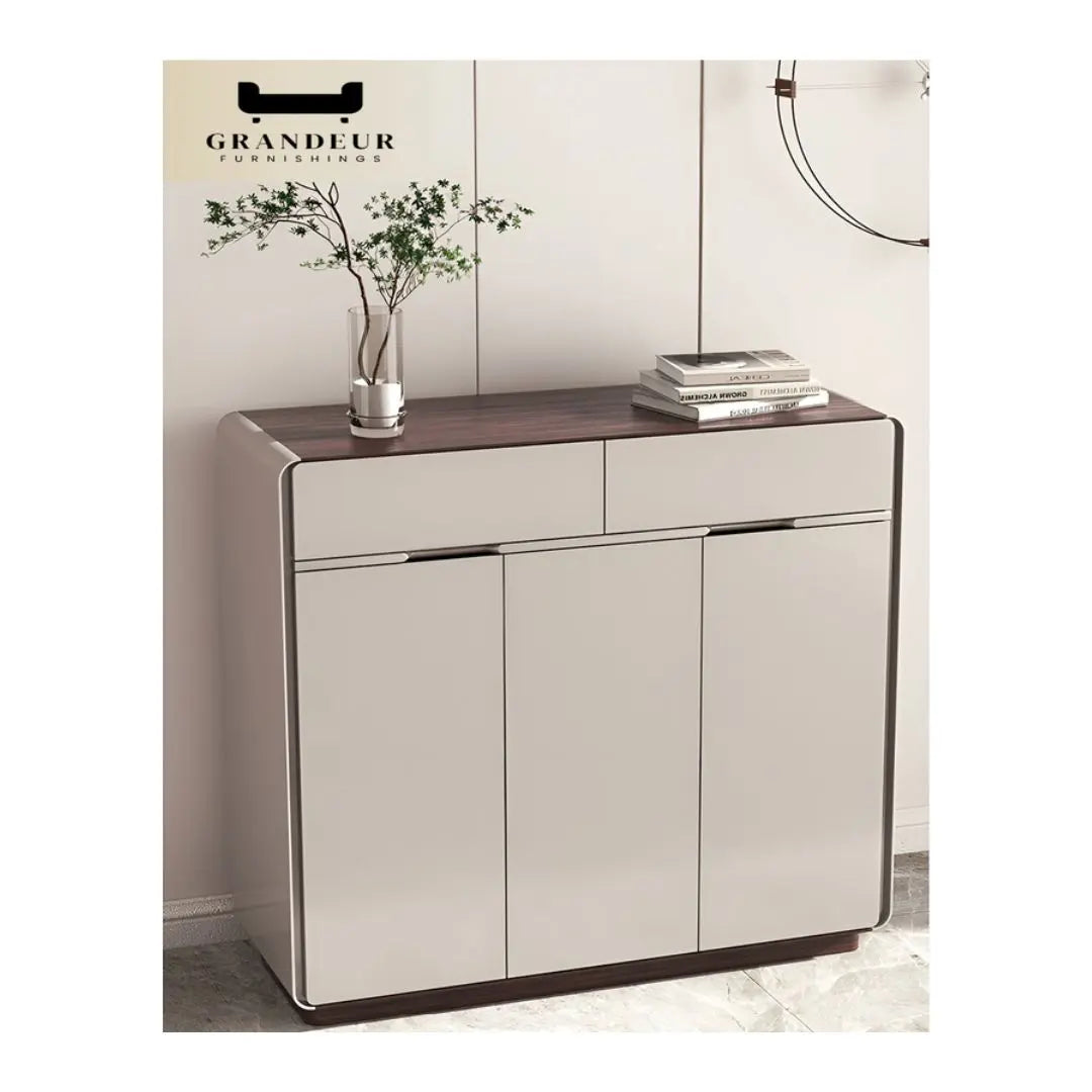 Shoe Cabinet with Wood Veneer Top Grandeur Furnishings