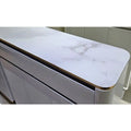 White stone-patterned shoe cabinet top, close-up