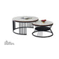 Nested Round Coffee Table with Sintered Stone Top and Black Metal Base Grandeur Furnishings