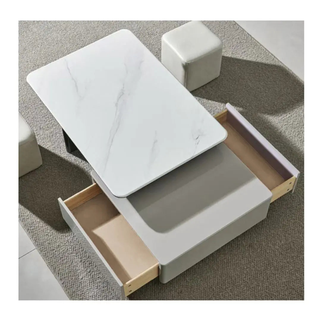 Elegant Coffee Table with Stools and Soft-Closing Drawers Grandeur Furnishings