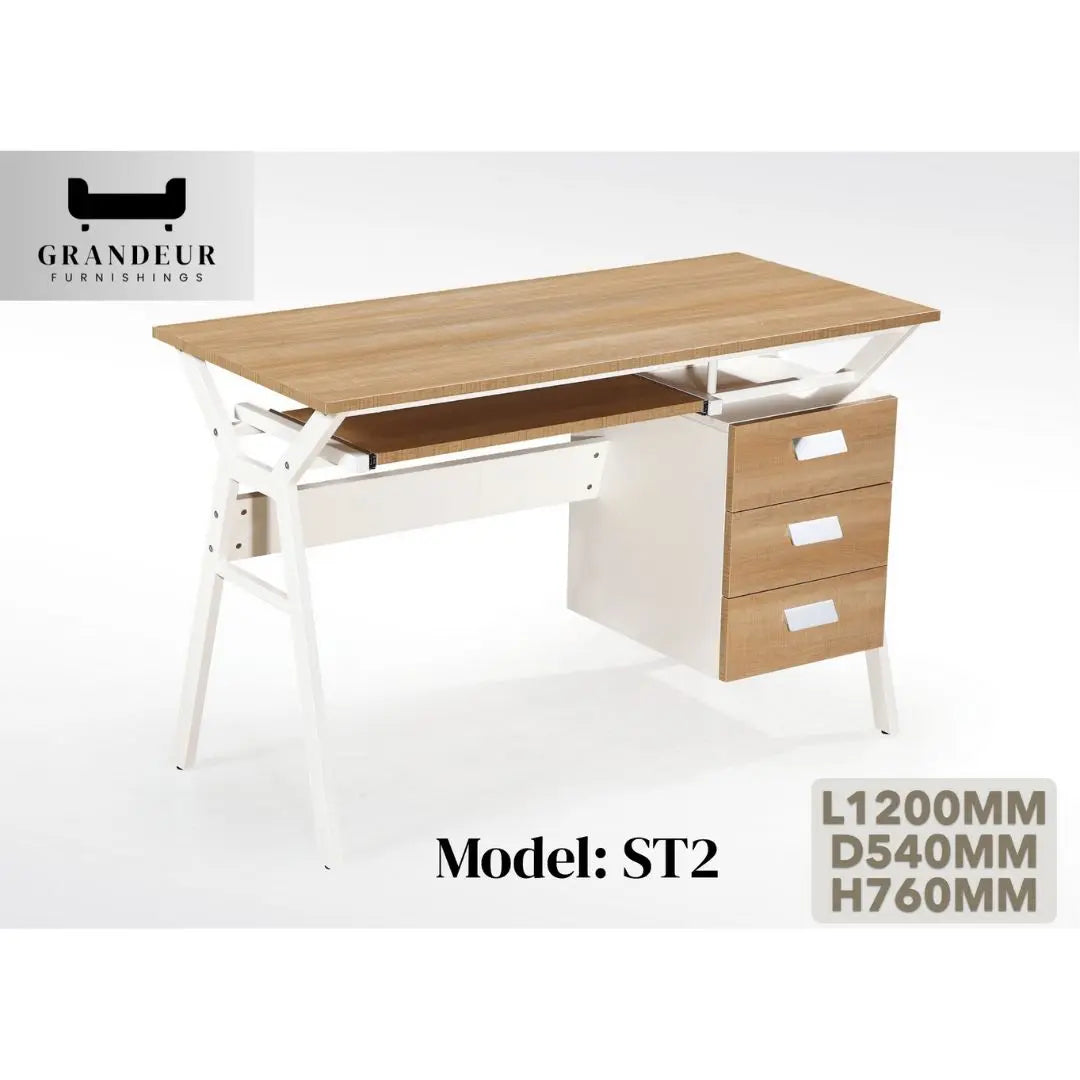 Modern Home Office Desk Study Table with Storage / Keyboard Tray - Multiple Models Available Grandeur Furnishings