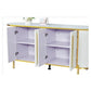 Elegant Curved Side Cabinet with Tempered Glass Top Grandeur Furnishings