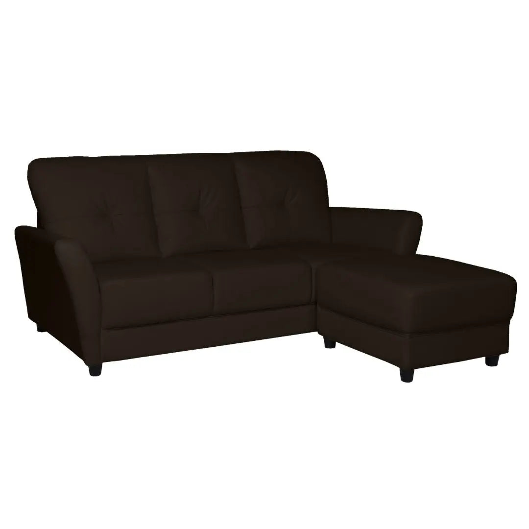 3 Seater Faux Leather Sofa with Ottoman Stool  - 3 Seater Couch Foot Stool Grandeur Furnishings