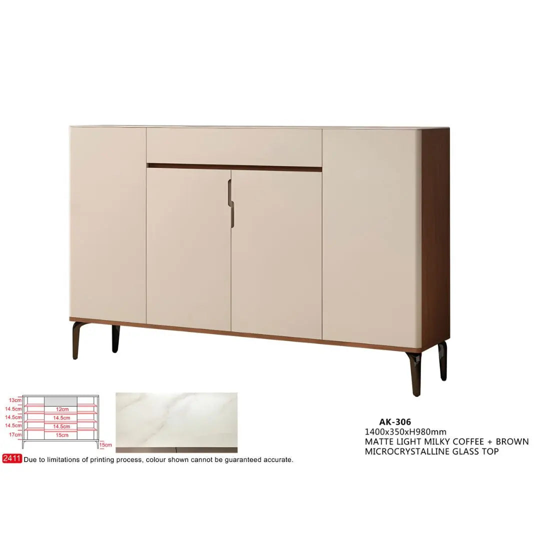 Modern Shoe Cabinet with Microcrystalline Glass Top in Multiple Sizes Grandeur Furnishings