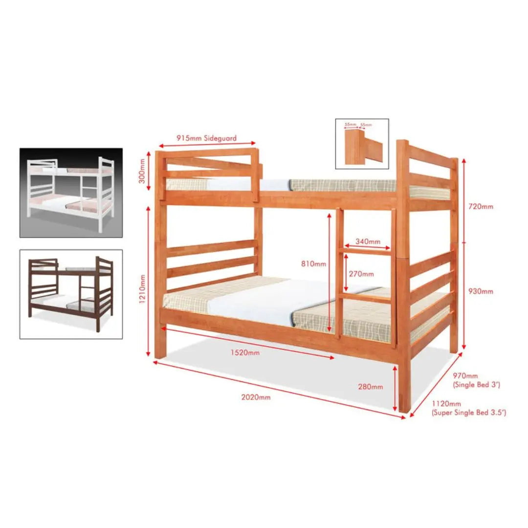 Space-Saving Solid Wood Bunk Bed Grandeur Furnishings