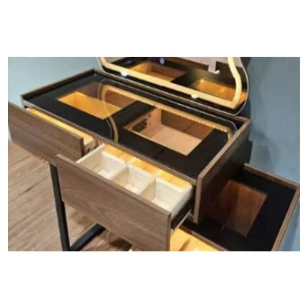Dressing Table with LED Light & Elegant Wood Finish Vanity Desk Grandeur Furnishings