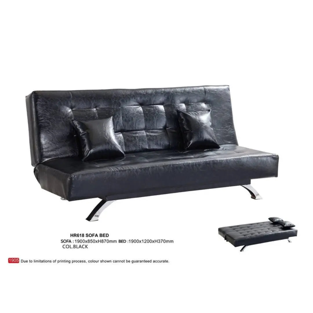 Stylish and Versatile Sofa Bed in Brown and Black Leather Grandeur Furnishings