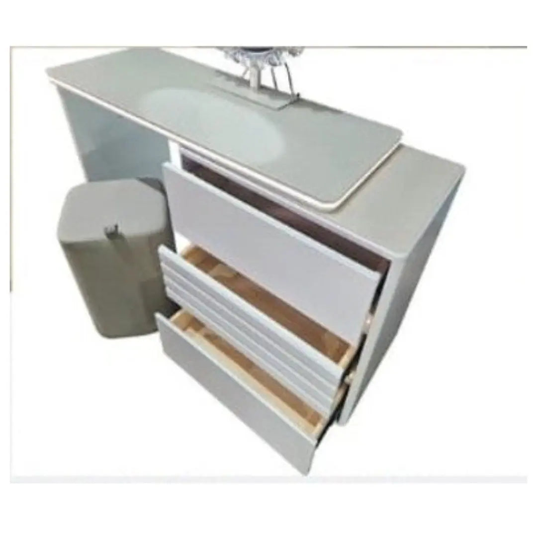 Vanity Table with LED Mirror and Sleek White Finish Dressing Table Set Grandeur Furnishings
