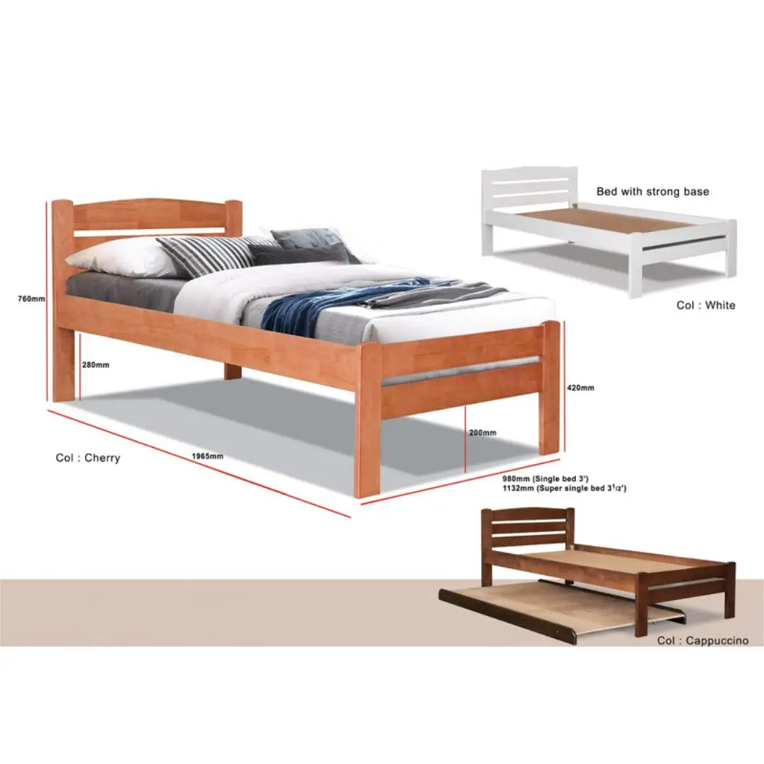 Solid Wood Bed Frame with Strong Durable Base Grandeur Furnishings