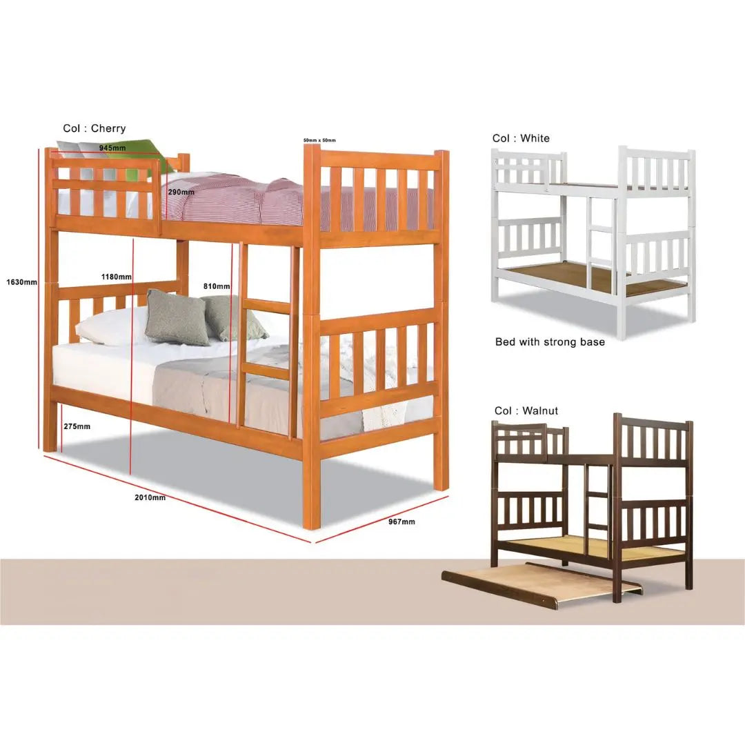 Double Decker Bed Frame | Solid Wood Bunk Bed for Kids Grandeur Furnishings
